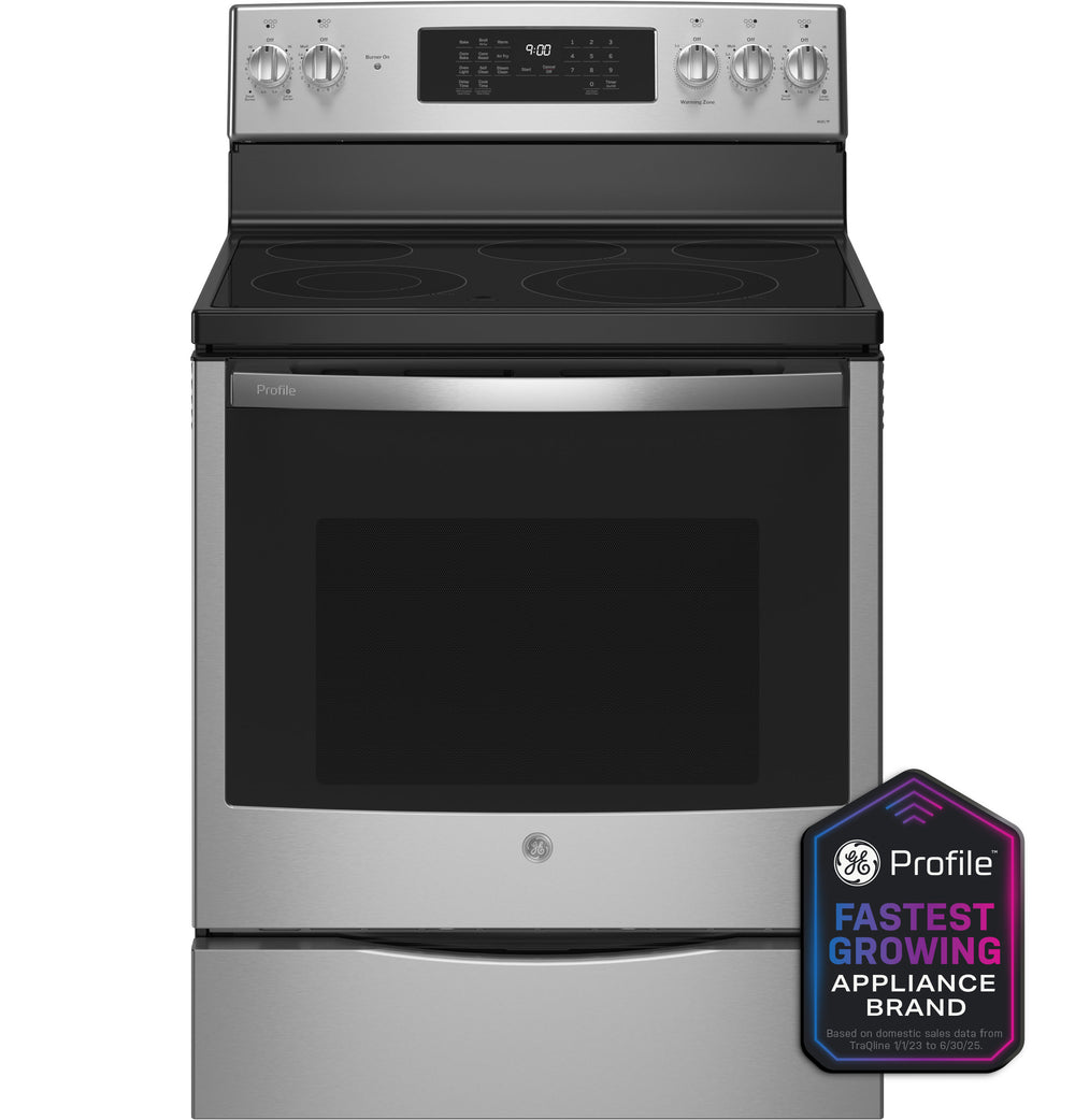 GE Profile™ 30" Smart  Free-Standing Electric Convection Fingerprint Resistant Range with No Preheat Air Fry