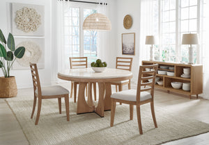 Escape - Dining 54" Round Table with console & 4 ladderback chairs