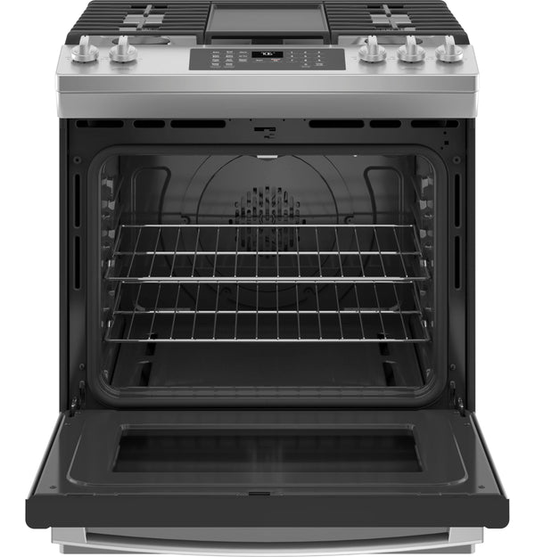 GE® 30" Slide-In Front-Control Convection Gas Range with No Preheat Air Fry