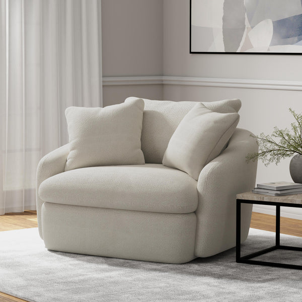 Boomer - Utopia Sand Large Swivel Chair with 2 Toss Pillows