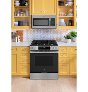GE® 30" Slide-In Front-Control Gas Range with Crisp Mode