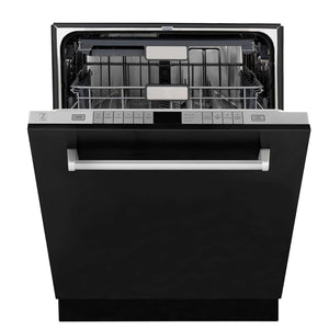 ZLINE 24" Monument Series 3rd Rack Top Touch Control Dishwasher in Black Matte with Stainless Steel Tub, 45dBa