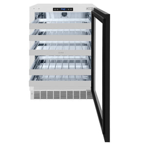 ZLINE Autograph Edition 24 in. Touchstone Dual Zone 44 Bottle Wine Cooler With Panel Ready Glass Door And Polished Gold Handle
