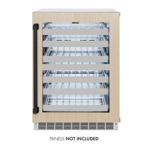 ZLINE Autograph Edition 24 in. Touchstone Dual Zone 44 Bottle Wine Cooler With Panel Ready Glass Door And Matte Black Handle