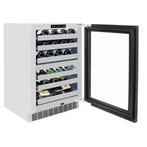 ZLINE Autograph Edition 24 in. Touchstone Dual Zone 44 Bottle Wine Cooler With Panel Ready Glass Door And Matte Black Handle