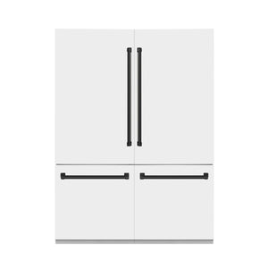 ZLINE 60" Autograph Edition 32.2 cu. ft. Built-in 4-Door French Door Refrigerator with Internal Water and Ice Dispenser in White Matte with Matte Black Accents