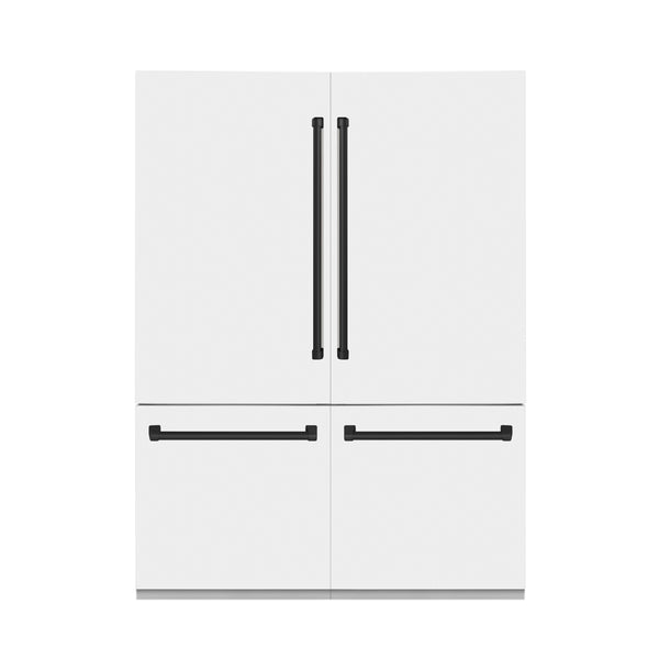 ZLINE 60" Autograph Edition 32.2 cu. ft. Built-in 4-Door French Door Refrigerator with Internal Water and Ice Dispenser in White Matte with Matte Black Accents