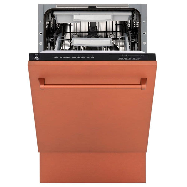 ZLINE 18" Tallac Series 3rd Rack Top Control Built-In Dishwasher in Copper with Stainless Steel Tub, 51dBa (DWV-C-18)