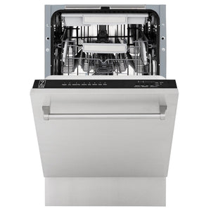 ZLINE 18" Tallac Series 3rd Rack Top Control Built-In Dishwasher in Stainless Steel and Traditional Handle, 51dBa