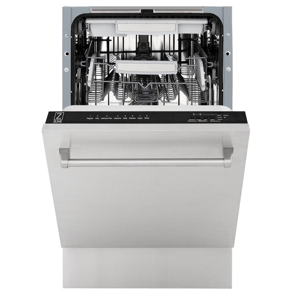ZLINE 18" Tallac Series 3rd Rack Top Control Built-In Dishwasher in Stainless Steel and Traditional Handle, 51dBa
