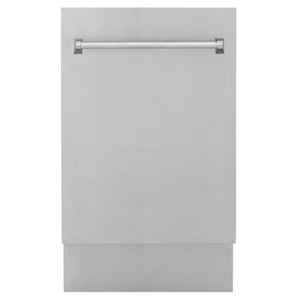 ZLINE 18" Tallac Series 3rd Rack Top Control Built-In Dishwasher in Stainless Steel and Traditional Handle, 51dBa