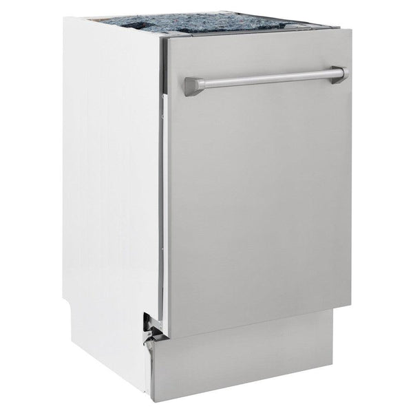ZLINE 18" Tallac Series 3rd Rack Top Control Built-In Dishwasher in Stainless Steel and Traditional Handle, 51dBa
