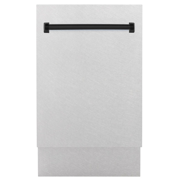 ZLINE Autograph Edition 18” Compact 3rd Rack Top Control Built-In Dishwasher in Fingerprint Resistant Stainless Steel with Matte Black Handle, 51dBa (DWVZ-SN-18-MB)