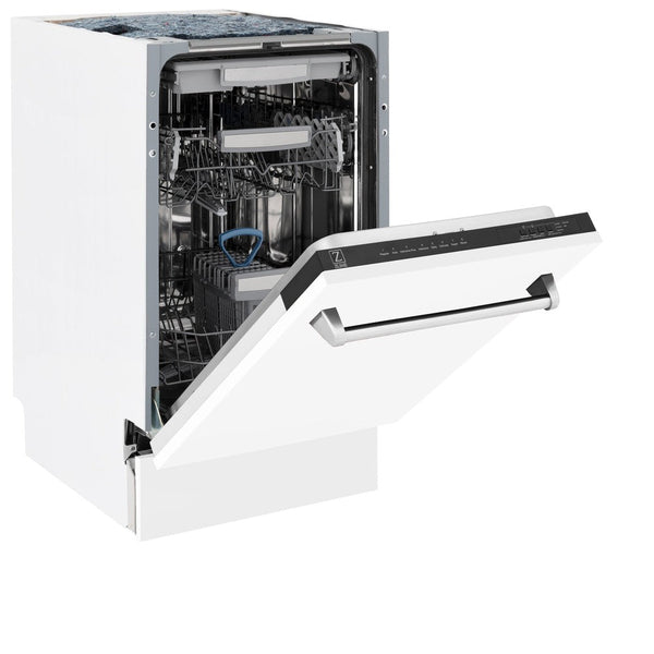 ZLINE 18" Tallac Series 3rd Rack Top Control Built-In Dishwasher in White Matte with Stainless Steel Tub, 51dBa (DWV-WM-18)