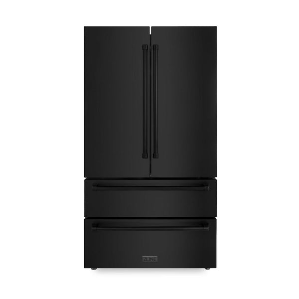 ZLINE 36" 22.5 cu. ft 4-Door French Door Refrigerator with Ice Maker in Fingerprint Resistant Black Stainless Steel