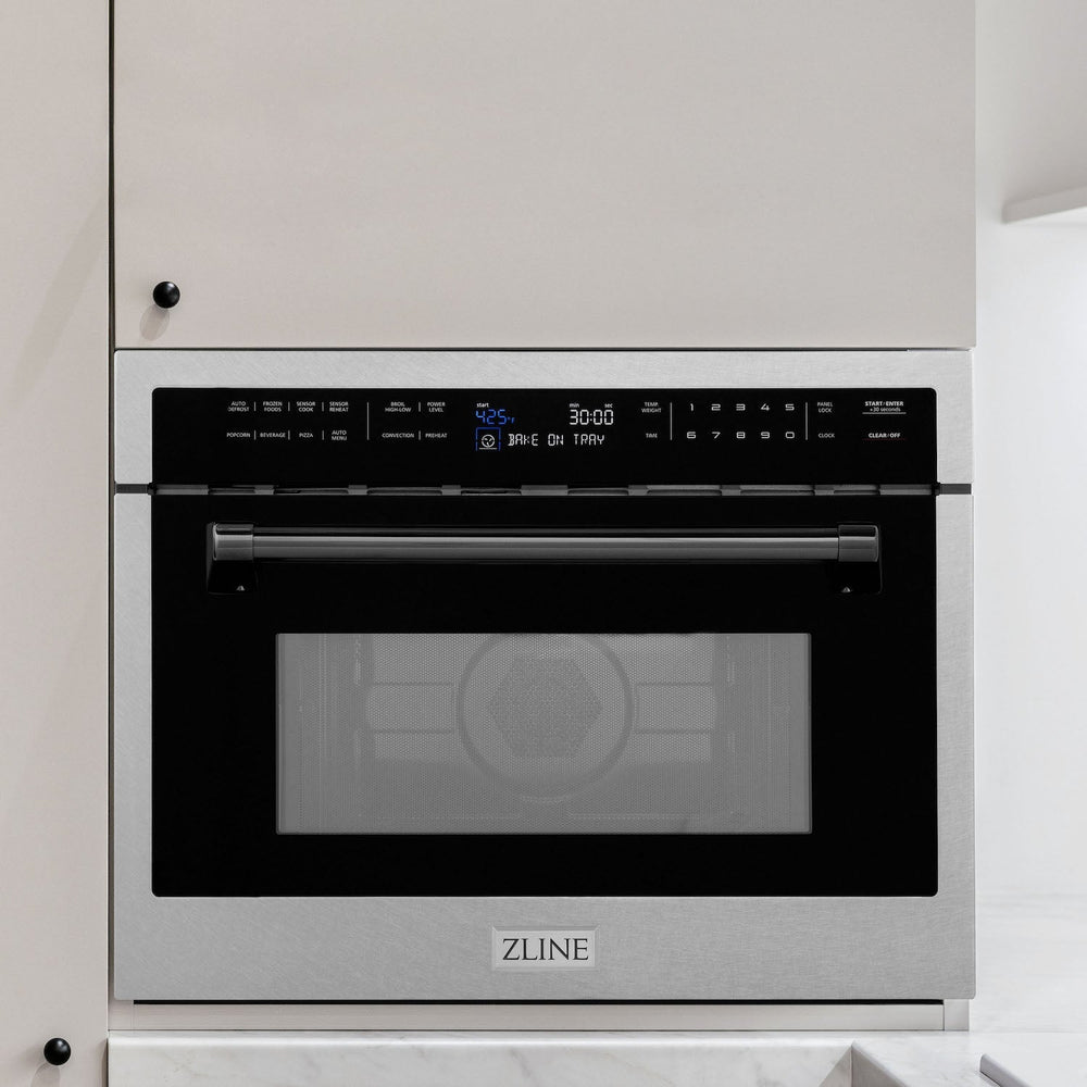 ZLINE Autograph Edition 24" 1.6 cu ft. Built-in Convection Microwave Oven in Fingerprint Resistant Stainless Steel with Matte Black Accents