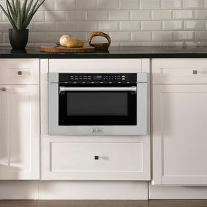 ZLINE 24" 1.2 cu. ft. Built-in Microwave Drawer with a Traditional Handle in Stainless Steel