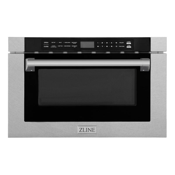 ZLINE 24" 1.2 cu. ft. Built-in Microwave Drawer with a Traditional Handle in Fingerprint Resistant Stainless Steel