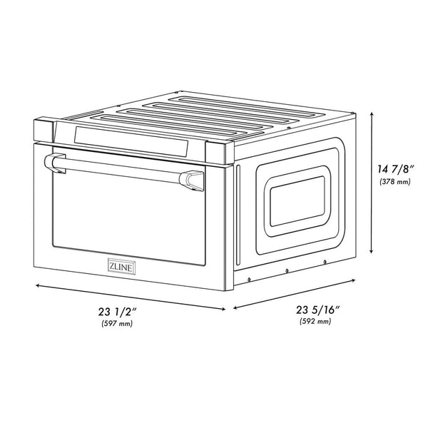 ZLINE Autograph Edition 24" 1.2 cu. ft. Built-in Microwave Drawer with a Traditional Handle in Fingerprint Resistant Stainless Steel and Matte Black Accents