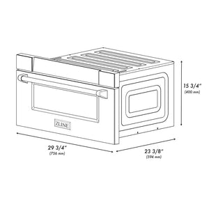 ZLINE Autograph Edition 30" 1.2 cu. ft. Built-in Microwave Drawer in Black Stainless Steel and Champagne Bronze Accents
