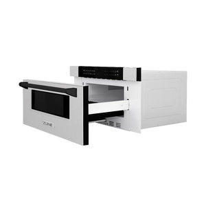 ZLINE Autograph Edition 30" 1.2 cu. ft. Built-In Microwave Drawer in Fingerprint Resistant Stainless Steel with Matte Black Accents
