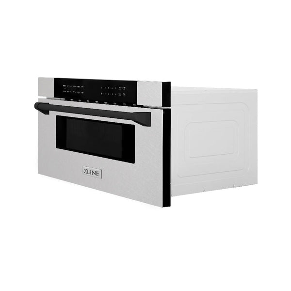 ZLINE Autograph Edition 30" 1.2 cu. ft. Built-In Microwave Drawer in Fingerprint Resistant Stainless Steel with Matte Black Accents