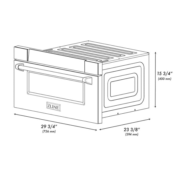 ZLINE Autograph Edition 30" 1.2 cu. ft. Built-In Microwave Drawer in Fingerprint Resistant Stainless Steel with Matte Black Accents