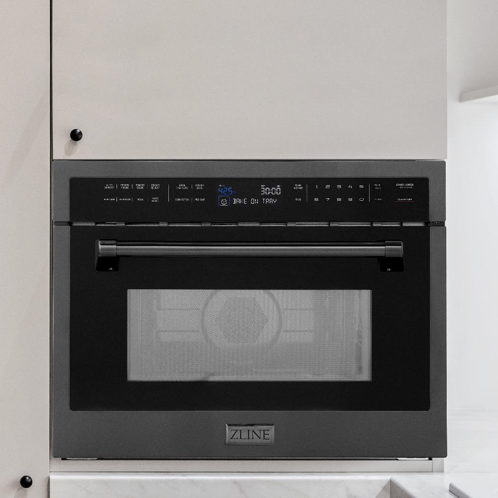 ZLINE 24" 1.6 cu ft. Built-in Convection Microwave Oven in Black Stainless Steel with Speed and Sensor Cooking