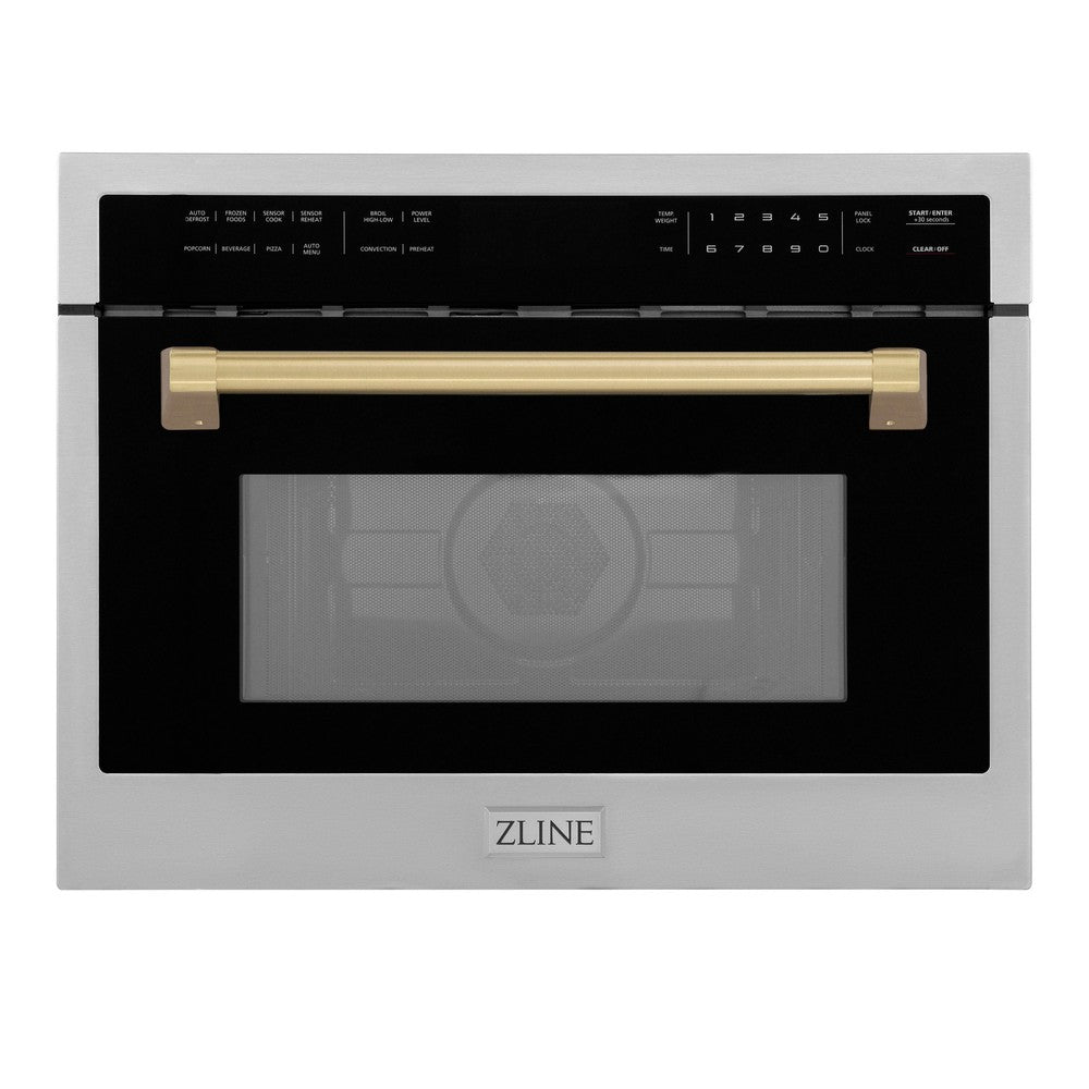 ZLINE Autograph Edition 24" 1.6 cu ft. Built-in Convection Microwave Oven in Stainless Steel and Champagne Bronze Accents