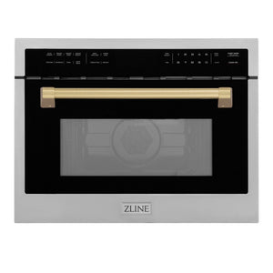 ZLINE Autograph Edition 24" 1.6 cu ft. Built-in Convection Microwave Oven in Stainless Steel and Champagne Bronze Accents
