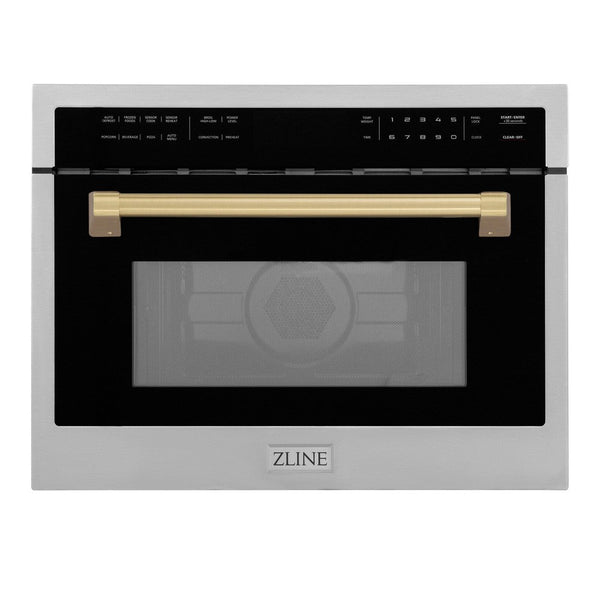 ZLINE Autograph Edition 24" 1.6 cu ft. Built-in Convection Microwave Oven in Stainless Steel and Champagne Bronze Accents