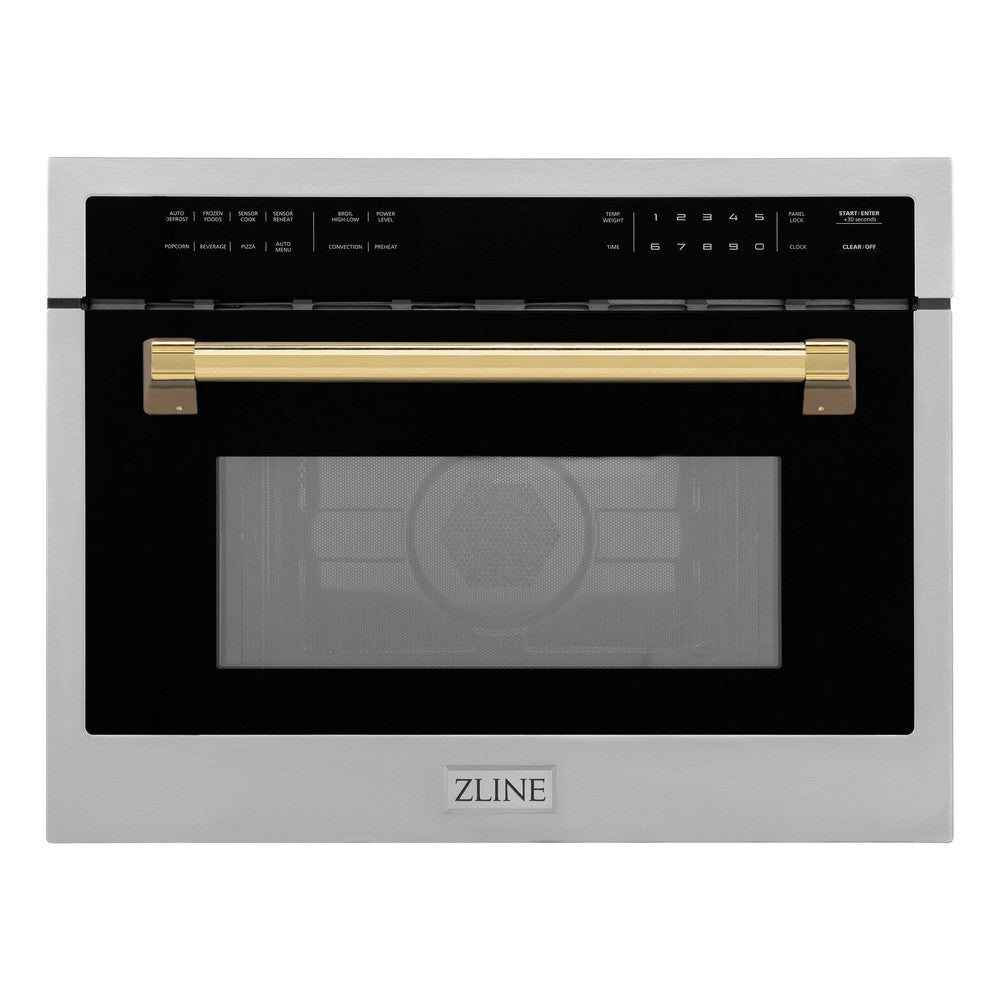 ZLINE Autograph Edition 24" 1.6 cu ft. Built-in Convection Microwave Oven in Stainless Steel and Gold Accents