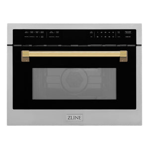 ZLINE Autograph Edition 24" 1.6 cu ft. Built-in Convection Microwave Oven in Stainless Steel and Gold Accents