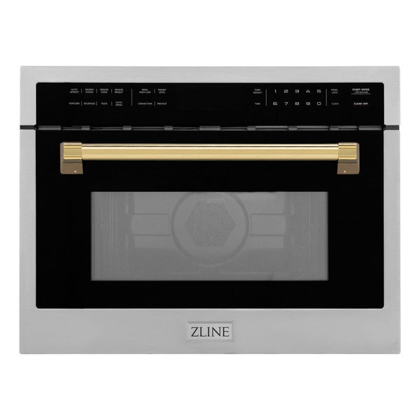 ZLINE Autograph Edition 24" 1.6 cu ft. Built-in Convection Microwave Oven in Stainless Steel and Gold Accents