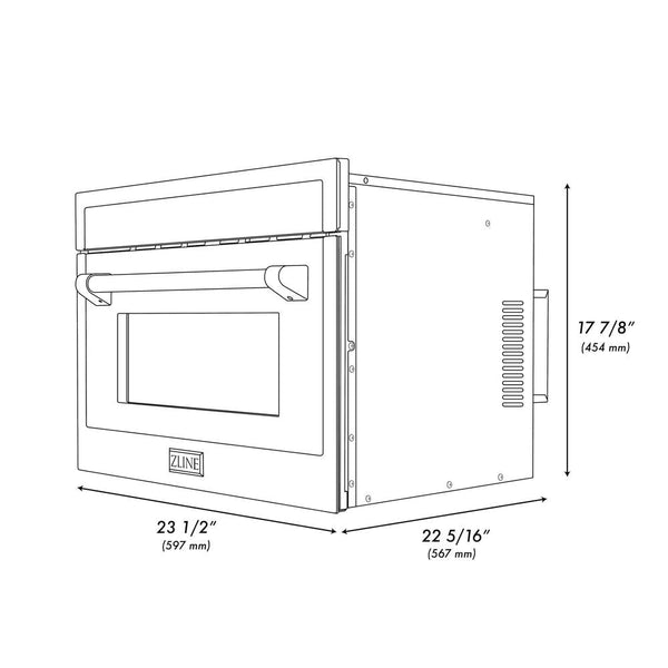 ZLINE Autograph Edition 24" 1.6 cu ft. Built-in Convection Microwave Oven in Stainless Steel and Matte Black Accents