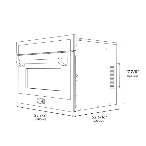 ZLINE Autograph Edition 24" 1.6 cu ft. Built-in Convection Microwave Oven in Fingerprint Resistant Stainless Steel with Champagne Bronze Accents
