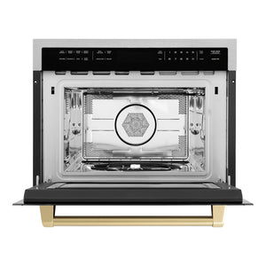 ZLINE Autograph Edition 24" 1.6 cu ft. Built-in Convection Microwave Oven in Fingerprint Resistant Stainless Steel with Champagne Bronze Accents