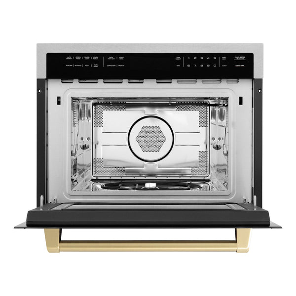 ZLINE Autograph Edition 24" 1.6 cu ft. Built-in Convection Microwave Oven in Fingerprint Resistant Stainless Steel with Champagne Bronze Accents