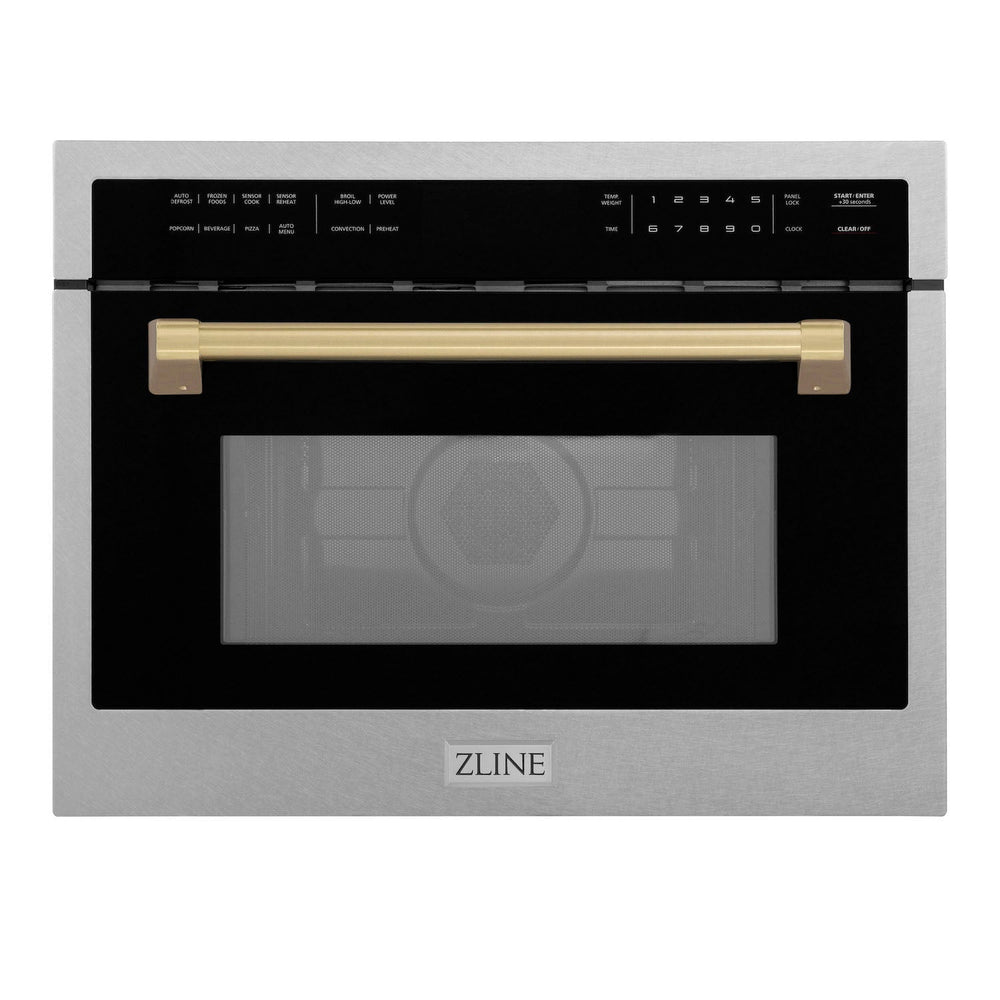 ZLINE Autograph Edition 24" 1.6 cu ft. Built-in Convection Microwave Oven in Fingerprint Resistant Stainless Steel with Champagne Bronze Accents