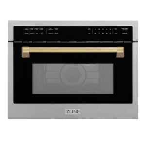 ZLINE Autograph Edition 24" 1.6 cu ft. Built-in Convection Microwave Oven in Fingerprint Resistant Stainless Steel with Champagne Bronze Accents