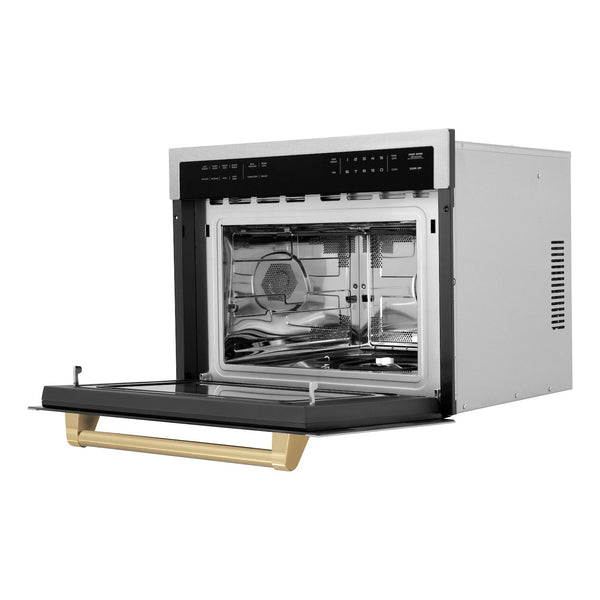 ZLINE Autograph Edition 24" 1.6 cu ft. Built-in Convection Microwave Oven in Fingerprint Resistant Stainless Steel with Champagne Bronze Accents