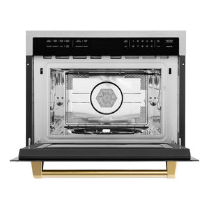ZLINE Autograph Edition 24" 1.6 cu ft. Built-in Convection Microwave Oven in Fingerprint Resistant Stainless Steel with Polished Gold Accents