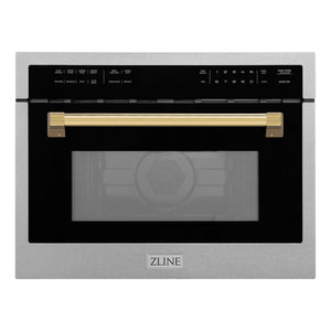 ZLINE Autograph Edition 24" 1.6 cu ft. Built-in Convection Microwave Oven in Fingerprint Resistant Stainless Steel with Polished Gold Accents