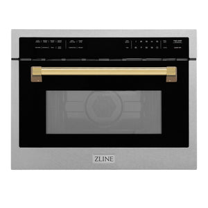 ZLINE Autograph Edition 24" 1.6 cu ft. Built-in Convection Microwave Oven in Fingerprint Resistant Stainless Steel with Polished Gold Accents