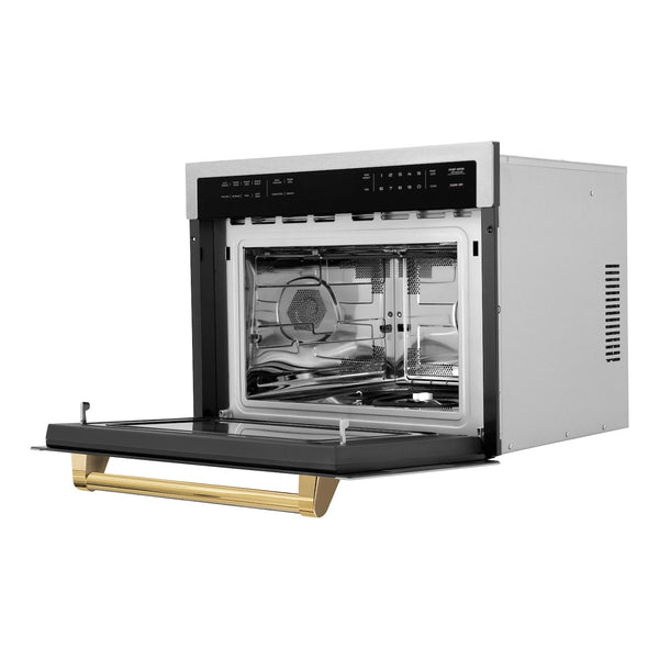 ZLINE Autograph Edition 24" 1.6 cu ft. Built-in Convection Microwave Oven in Fingerprint Resistant Stainless Steel with Polished Gold Accents