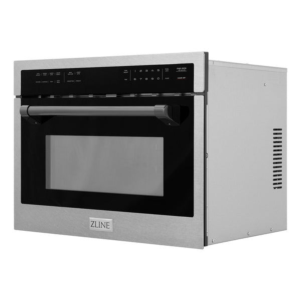 ZLINE Autograph Edition 24" 1.6 cu ft. Built-in Convection Microwave Oven in Fingerprint Resistant Stainless Steel with Matte Black Accents