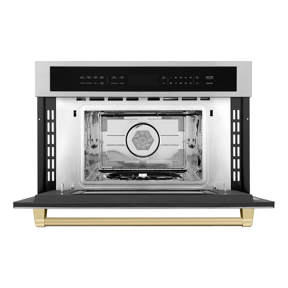 ZLINE Autograph Edition 30” 1.6 cu ft. Built-in Convection Microwave Oven in Stainless Steel and Champagne Bronze Accents