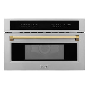 ZLINE Autograph Edition 30” 1.6 cu ft. Built-in Convection Microwave Oven in Stainless Steel and Gold Accents
