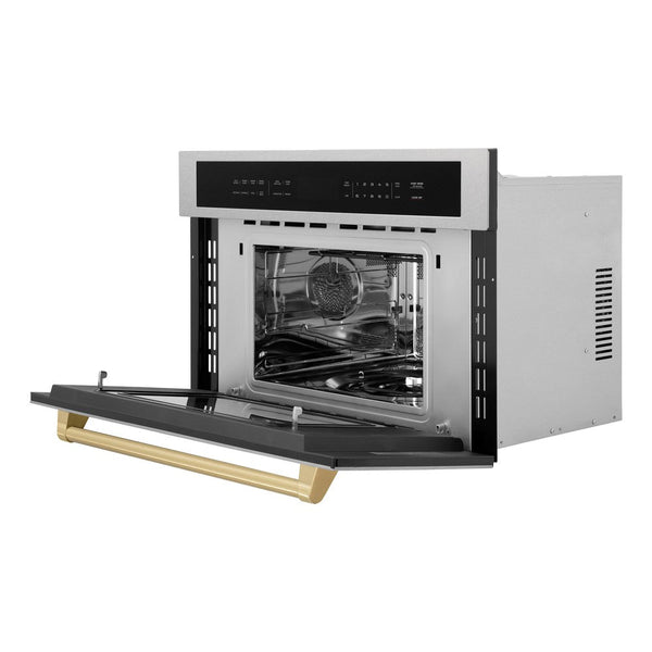 ZLINE Autograph Edition 30” 1.6 cu ft. Built-in Convection Microwave Oven in Fingerprint Resistant Stainless Steel and Champagne Bronze Accents