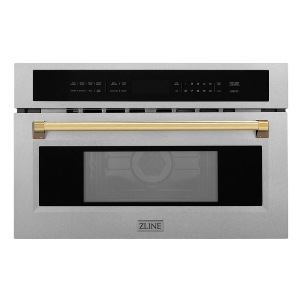 ZLINE Autograph Edition 30” 1.6 cu ft. Built-in Convection Microwave Oven in Fingerprint Resistant Stainless Steel and Gold Accents